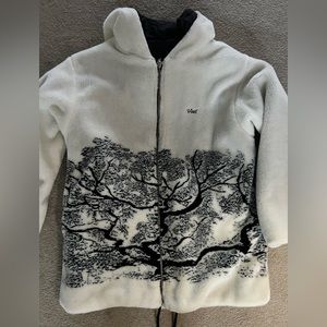 Vintage Vail Ski Jacket • Size L • Sherpa Fleece • Forest Landscape • Unisex